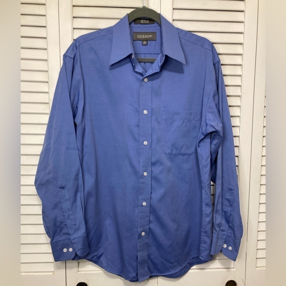 Croft & Barrow 100% Cotton Blue Button Down Shirt Size 15